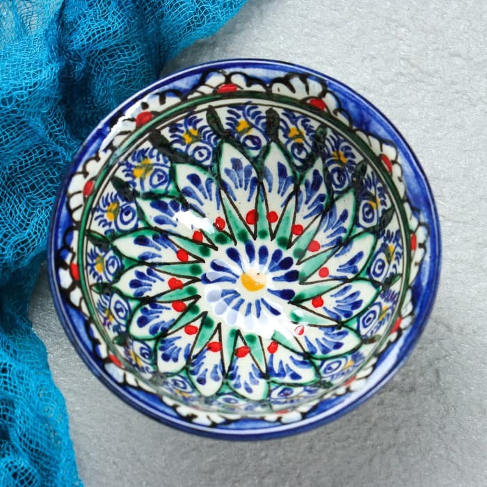 Пиала узбекская Риштанская Керамика «Цветы», 100 мл, d=8.5 см, МИКС