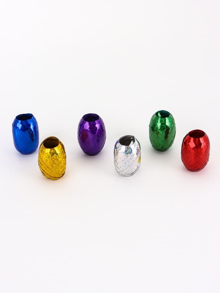 Лента упаковочная голографическая, для воздушных шаров и подарков, ассорти, набор 6 шт., 0.5 см × 10 м