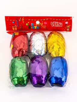 Лента упаковочная голографическая, для воздушных шаров и подарков, ассорти, набор 6 шт., 0.5 см × 10 м