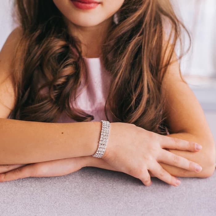 Браслет детский «Выбражулька. Лёд», 3 ряда, d=5 см, белый в серебре