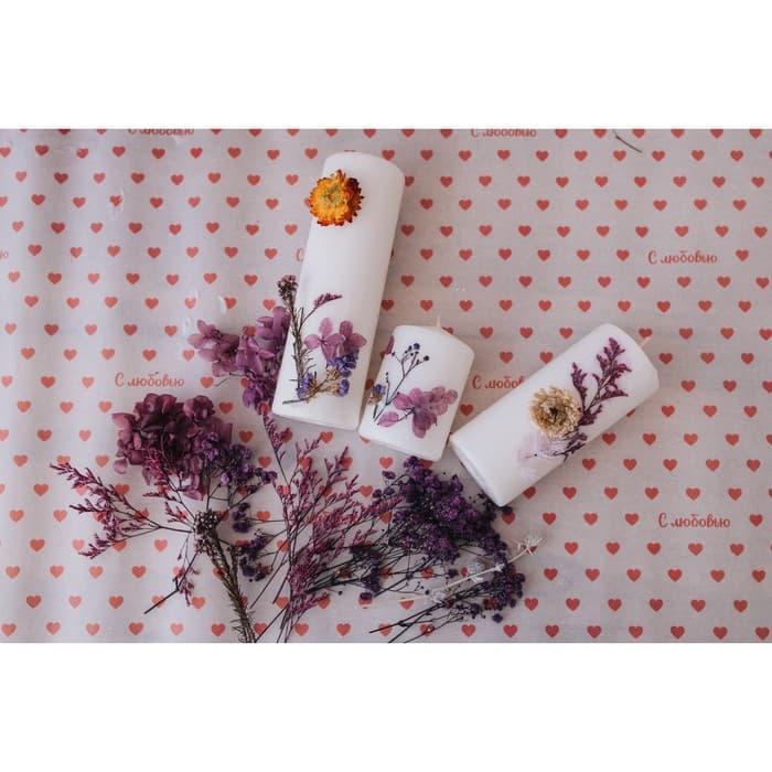 Набор свечей-цилиндров на подставке «Интерьерный», 3 шт., белый