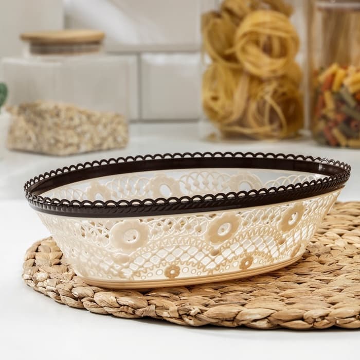 Корзинка для хлеба и фруктов Альтернатива «Кружево», пластик, 23×17×6.5 см, МИКС