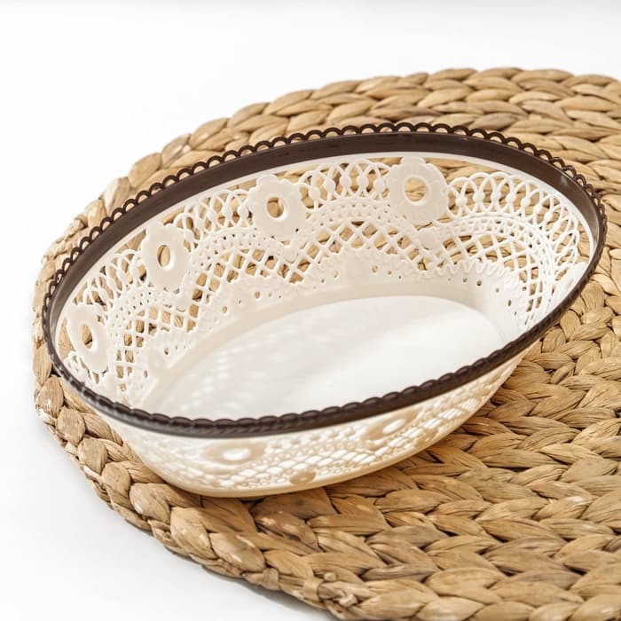 Корзинка для хлеба и фруктов Альтернатива «Кружево», пластик, 23×17×6.5 см, МИКС