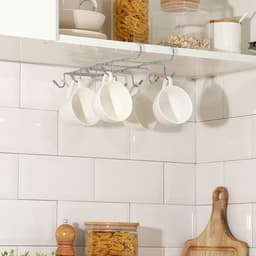 Держатель для кружек подвесной Доляна, на 8 предметов, 27.5×20×7.5 см, на толщину полки 3.5 см, хромированный