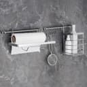 Рейлинговая система для кухни Доляна, базовый набор, 10 предметов, хромированная