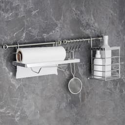 Рейлинговая система для кухни Доляна, базовый набор, 10 предметов, хромированная