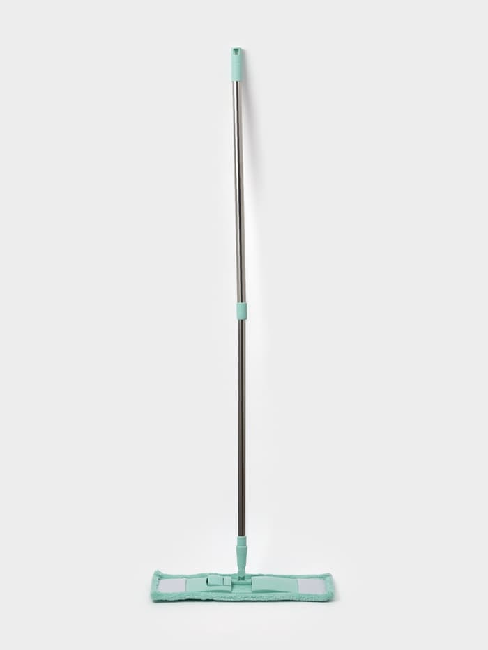 Швабра для мытья пола плоская Доляна, насадка из микрофибры 40×10 см, телескопическая стальная ручка 68(122) см
