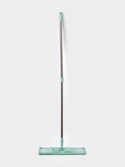 Швабра для мытья пола плоская Доляна, насадка из микрофибры 40×10 см, телескопическая стальная ручка 68(122) см