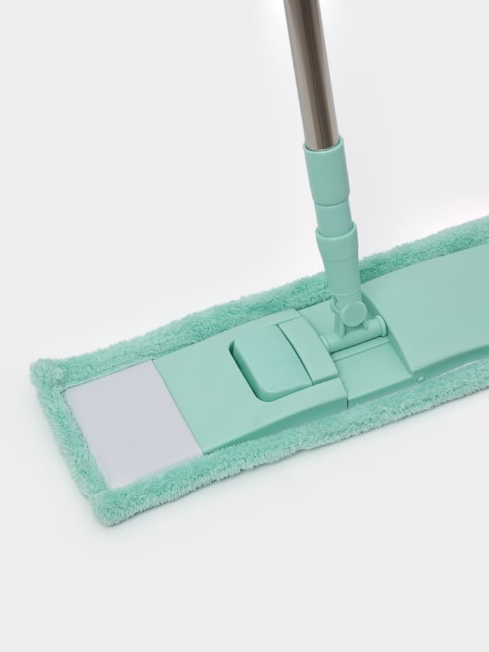 Швабра для мытья пола плоская Доляна, насадка из микрофибры 40×10 см, телескопическая стальная ручка 68(122) см