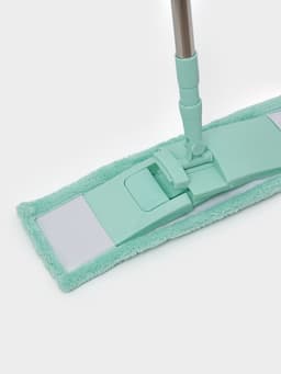 Швабра для мытья пола плоская Доляна, насадка из микрофибры 40×10 см, телескопическая стальная ручка 68(122) см