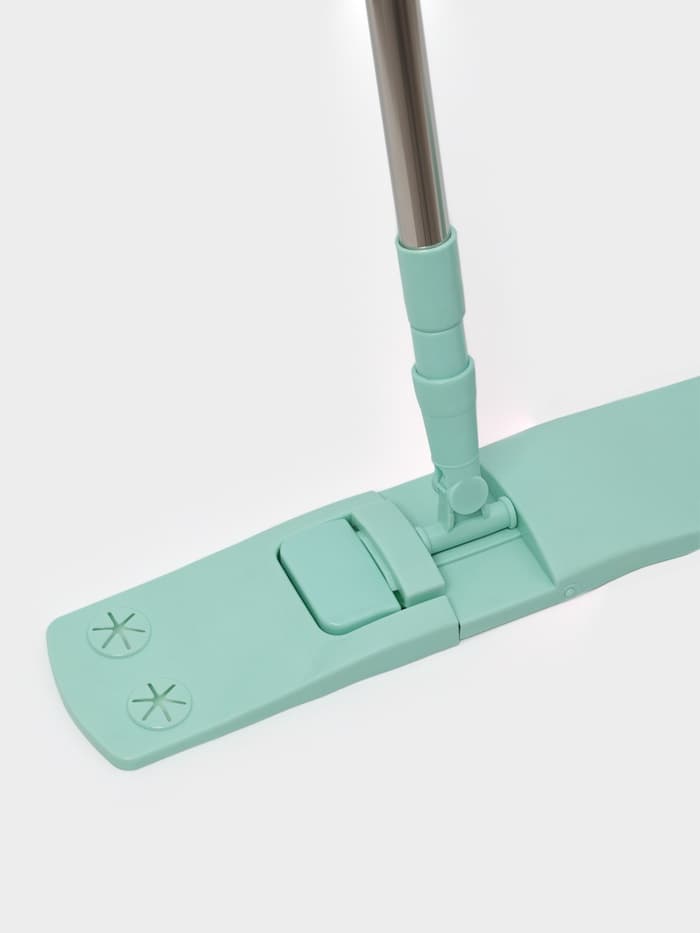 Швабра для мытья пола плоская Доляна, насадка из микрофибры 40×10 см, телескопическая стальная ручка 68(122) см