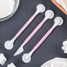 Стеки для моделирования кондитерских украшений Доляна, 3 шт., набор 17 см, пластик, МИКС