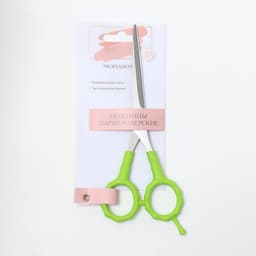 Ножницы парикмахерские с упором, лезвие — 7 см, салатовые, серебристые