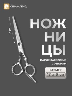 Ножницы парикмахерские с упором, лезвие — 6 см, серебристые