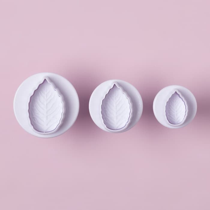 Плунжеры кондитерские Доляна «Листья», набор 3 шт., пластик, белые