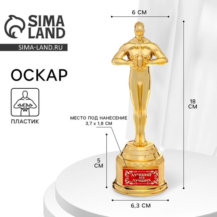 Кубок наградная фигура «Лучший из лучших», оскар, пластик, 18 см