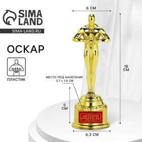 Кубок наградная фигура учителю «Золотой учитель», оскар, пластик, 18×6.3 см