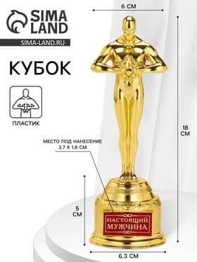 Кубок наградная фигура мужская «Настоящий мужчина», оскар, пластик, 18 см