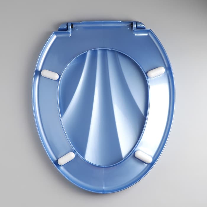 Сиденье для унитаза «Ракушка», 44.5×37 см, с крышкой, голубой перламутр