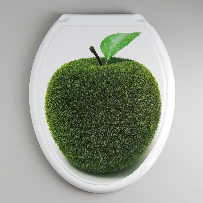 Сиденье для унитаза с крышкой «Декор. Яблоко», 44.5×37 см, белое