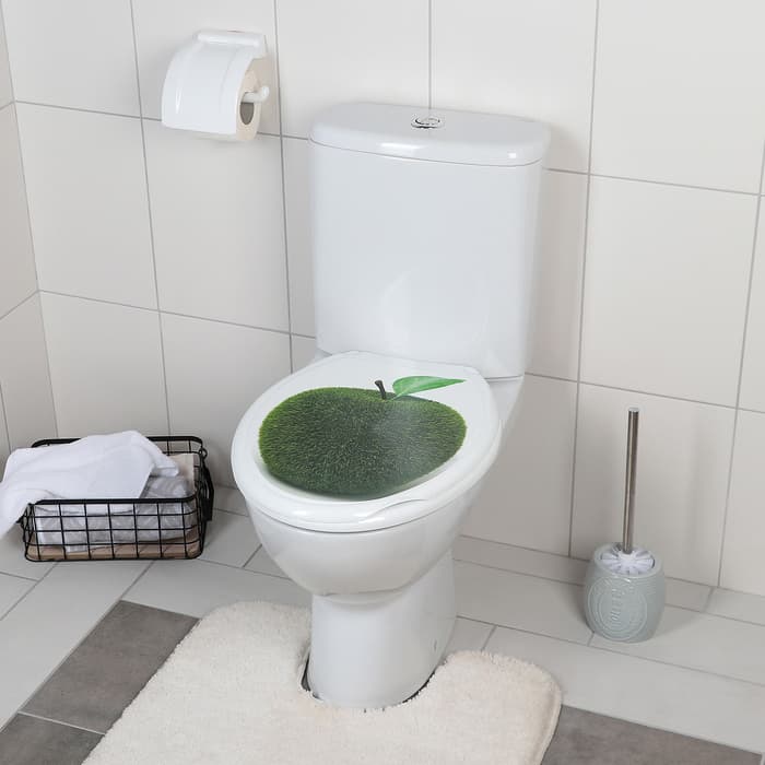 Сиденье для унитаза с крышкой «Декор. Яблоко», 44.5×37 см, белое