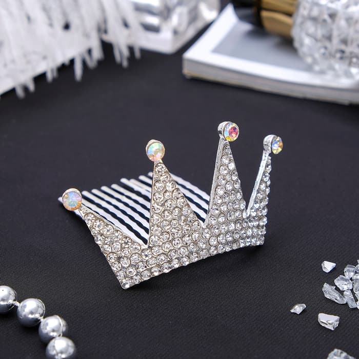 Диадема для волос «Королевская особа», стразы, 3.5×7.5 см, серебро