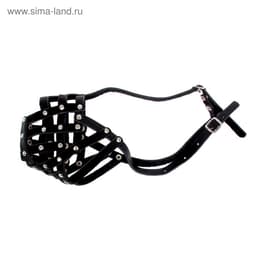 Намордник кожаный №4, сетчатый, с перемычкой, ротвейлер, длина по носу 9 см, обхват морды 34 см