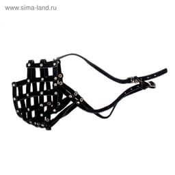 Намордник кожаный №5, сетчатый, с перемычкой, кавказская овчарка, дог, ОМ 42 см, чёрный