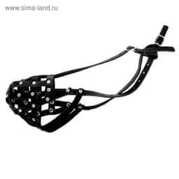 Намордник кожаный №2, сетчатый, с перемычкой, доберман, длина по носу 9.5 см, обхват морды 28 см