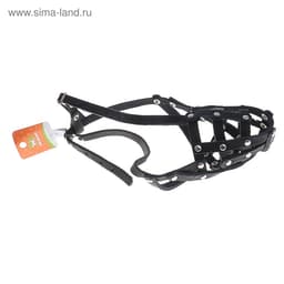 Намордник кожаный №2, сетчатый, с перемычкой, доберман, длина по носу 9.5 см, обхват морды 28 см