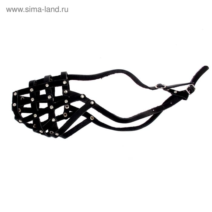 Намордник кожаный №3, сетчатый, с перемычкой, овчарка, длина по носу 11 см, обхват морды 30 см