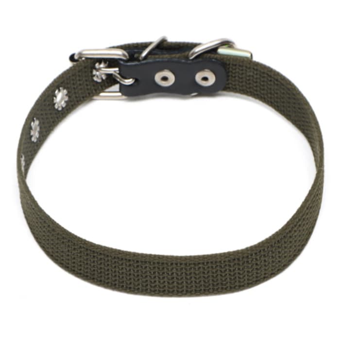 Ошейник брезентовый однослойный, 50×2 см, ОШ 25-35 см, хаки