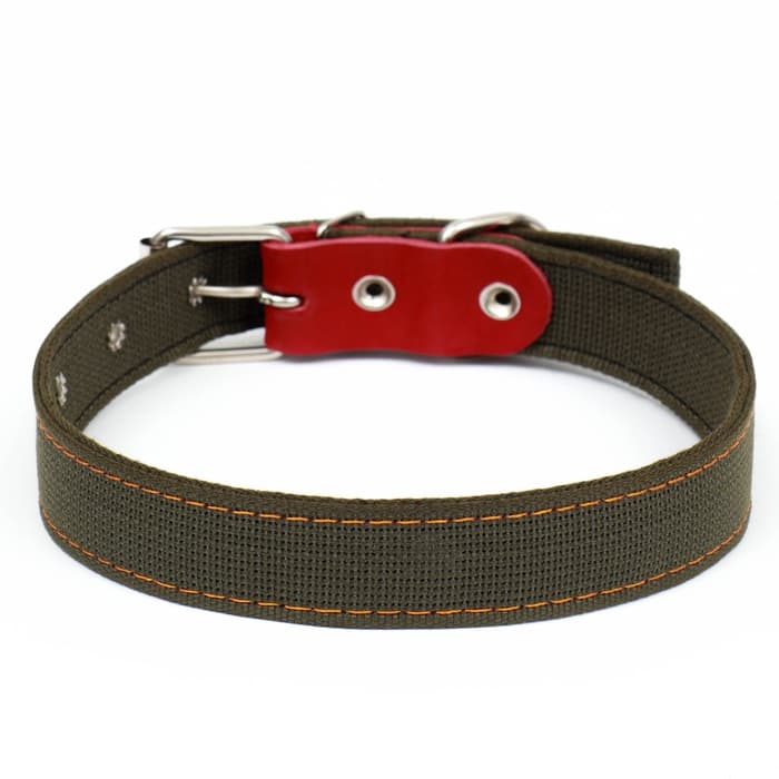 Ошейник брезентовый двухслойный, 72×3.5 см, ОШ 45-60 см, хаки