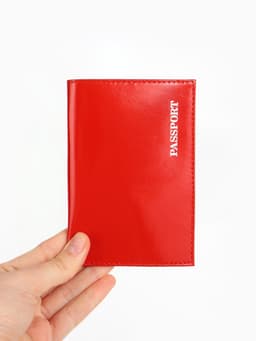Обложка для паспорта, тиснение фольгой, гладкая, красная