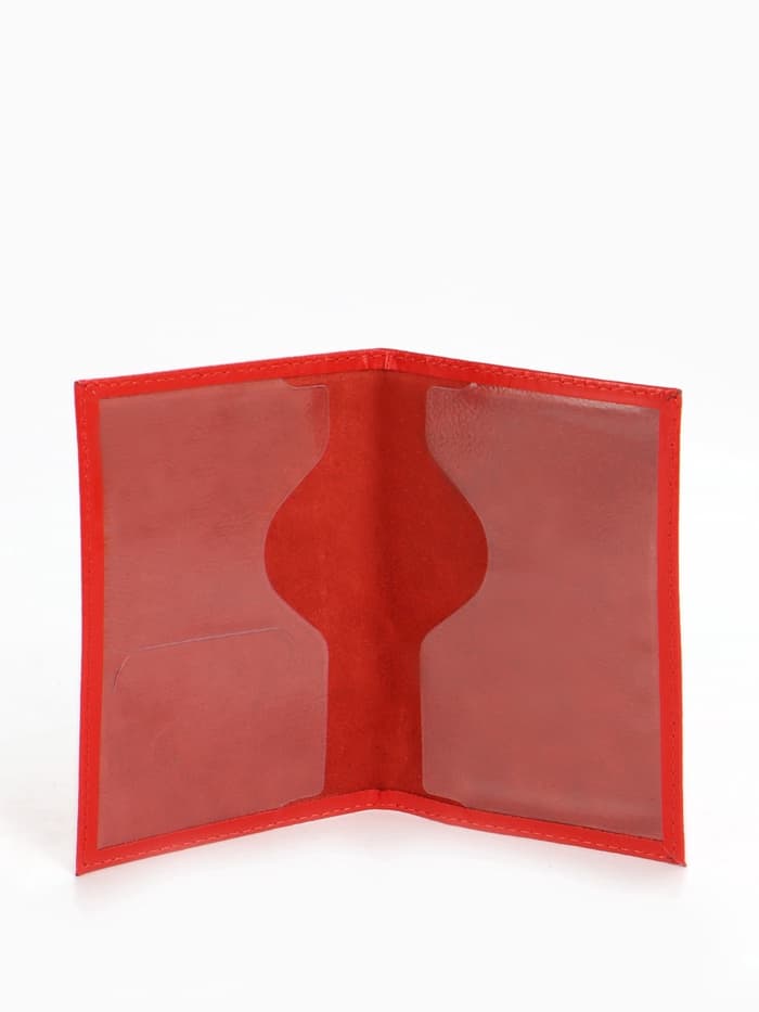 Обложка для паспорта, тиснение фольгой, гладкая, красная