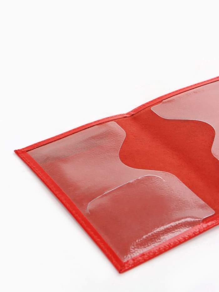 Обложка для паспорта, тиснение фольгой, гладкая, красная