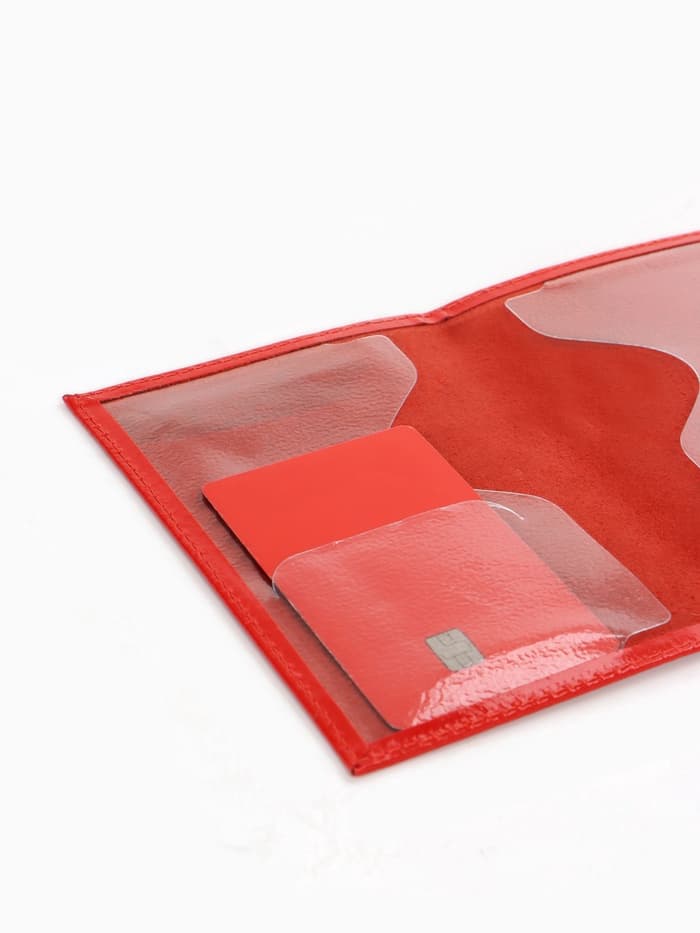 Обложка для паспорта, тиснение фольгой, гладкая, красная