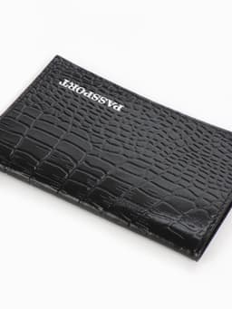 Обложка для паспорта, тиснение, натуральная кожа, чёрная