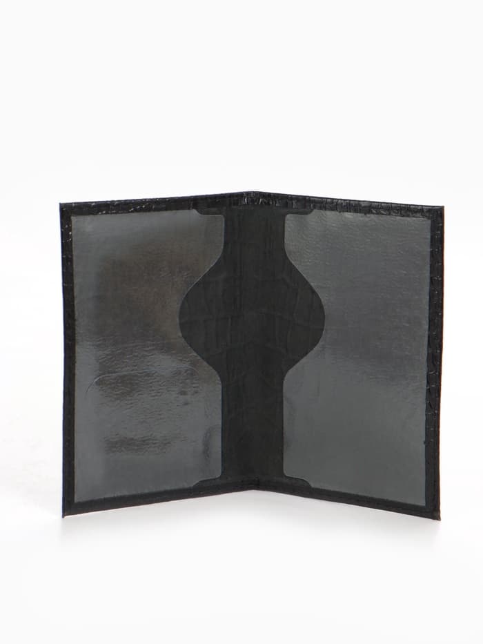 Обложка для паспорта, тиснение, натуральная кожа, чёрная