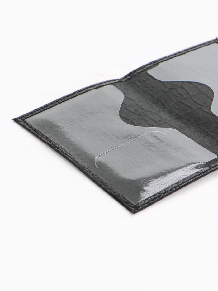 Обложка для паспорта, тиснение, натуральная кожа, чёрная