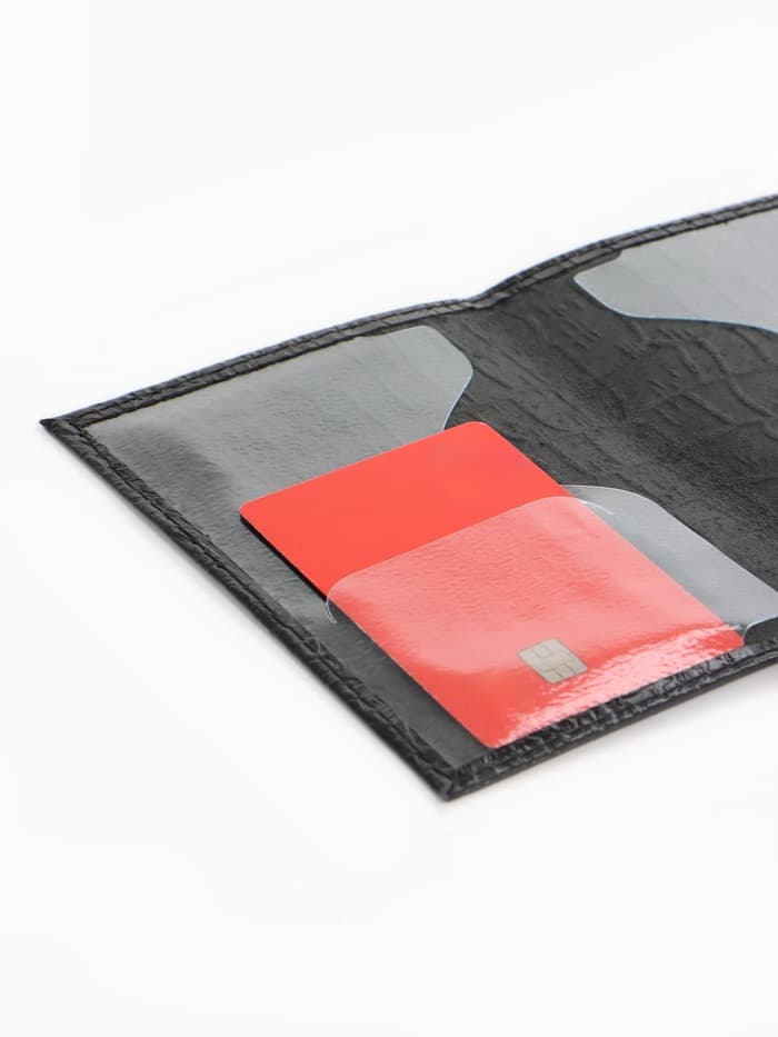 Обложка для паспорта, тиснение, натуральная кожа, чёрная