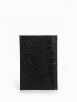 Обложка для паспорта, тиснение, натуральная кожа, чёрная