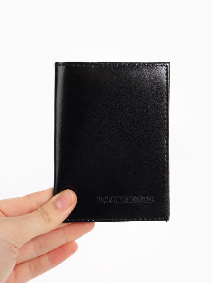 Обложка для автодокументов, натуральная кожа, гладкая, 10×1×13 см, чёрная