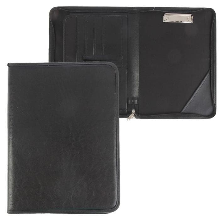 Папка деловая, искусственная кожа, для бумаг, 360×260×30 мм, с металлическим прижимом, 6Д07 «Люкс » чёрная