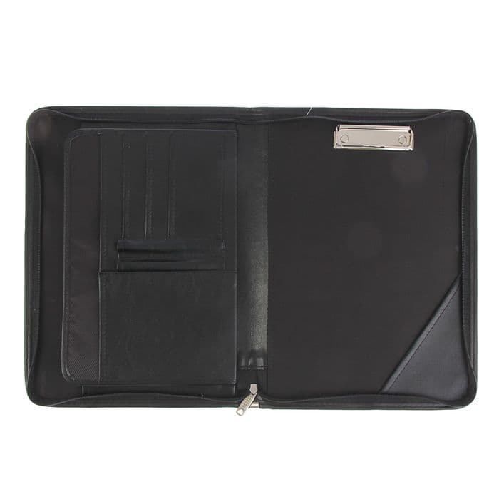 Папка деловая, искусственная кожа, для бумаг, 360×260×30 мм, с металлическим прижимом, 6Д07 «Люкс » чёрная