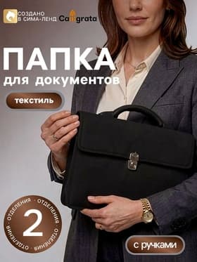 Портфель деловой 350×260×100 мм, текстильный, 2 отделения, К 1С11 «Выборг», чёрный