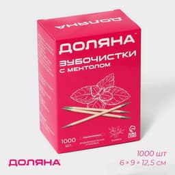 Зубочистки с ментолом Доляна, в индивидуальной полиэтиленовой упаковке, 1000 шт.