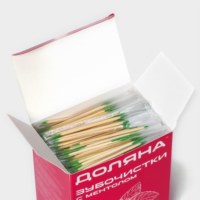 Зубочистки с ментолом Доляна, в индивидуальной полиэтиленовой упаковке, 1000 шт.