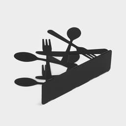 Салфетница Доляна «Приборы», 13.5×4.5×9.5 см, чёрная