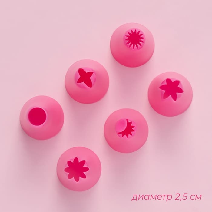 Набор кондитерский Доляна «Бирюза», 6 насадок (основание насадки 2.5 см), 29×19×3.5 см, насадки и МИКС